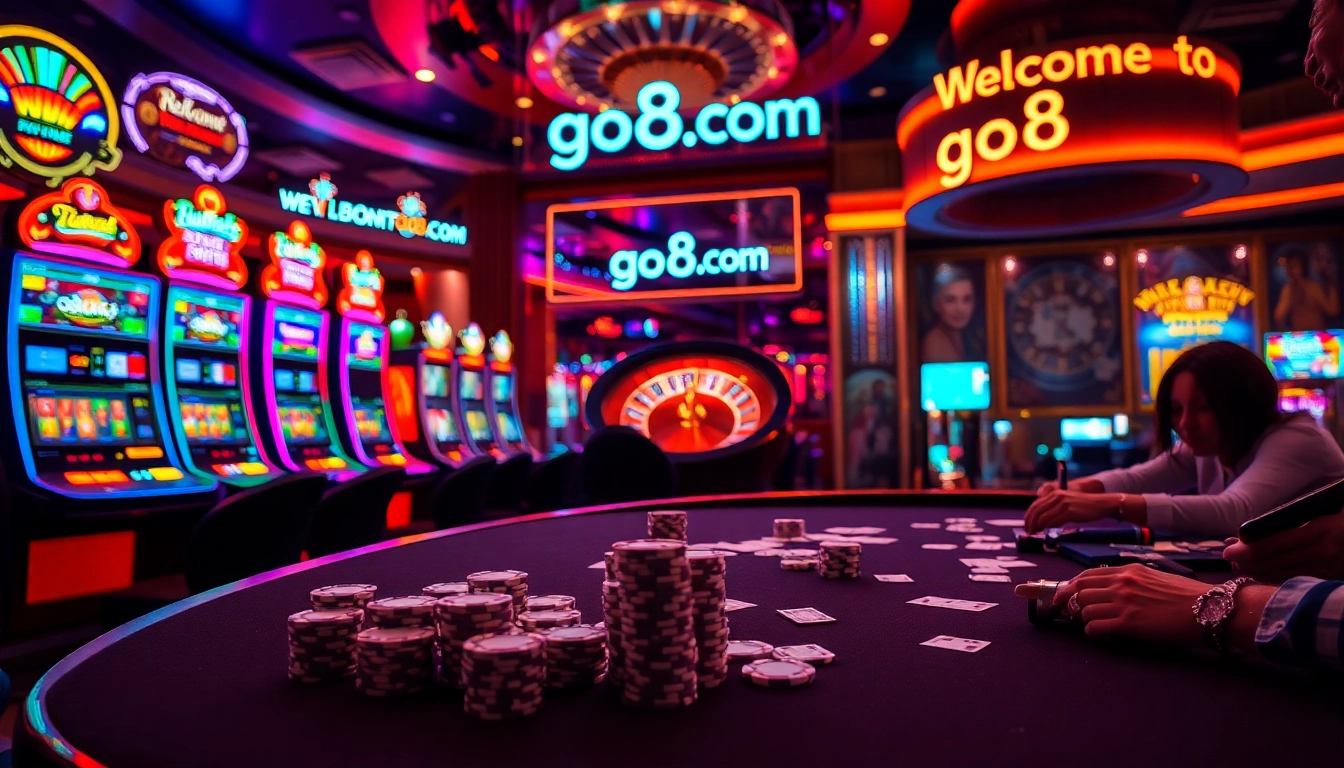 Experience thrilling action at go8.com’s vibrant casino, featuring poker and roulette excitement.